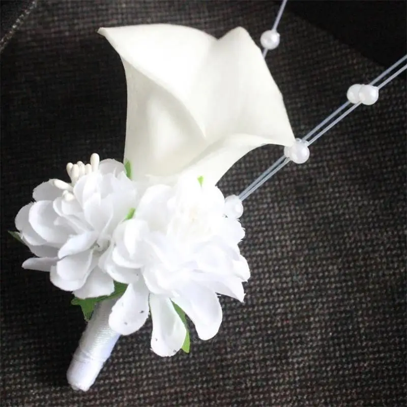 White calla lily flower pearls Corsage Groom groomsman Wedding party Man suit men Boutonniere Prom pin brooch Hot Lapel Flower
White calla lily flower pearls Corsage Groom groomsman Wedding party Man suit men Boutonniere Prom pin brooch Hot Lapel Flower