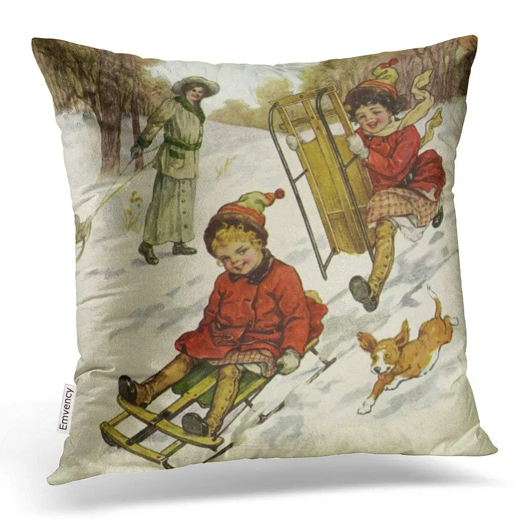 Фото Наволочка для подушки Dec Рождество Винтаж викторианский стиль детский чехол