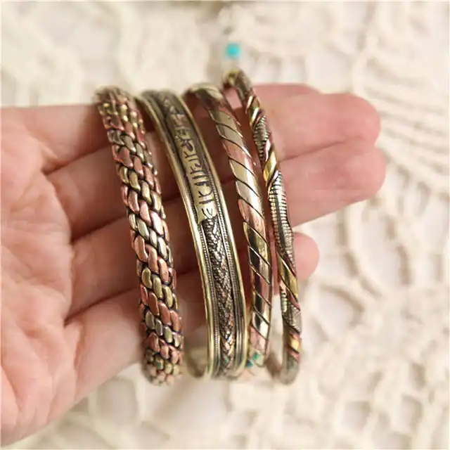 Le cuivre rouge indien de bijoux a enveloppé les bracelets minces de manchette ouverte pour des filles BB-218 2