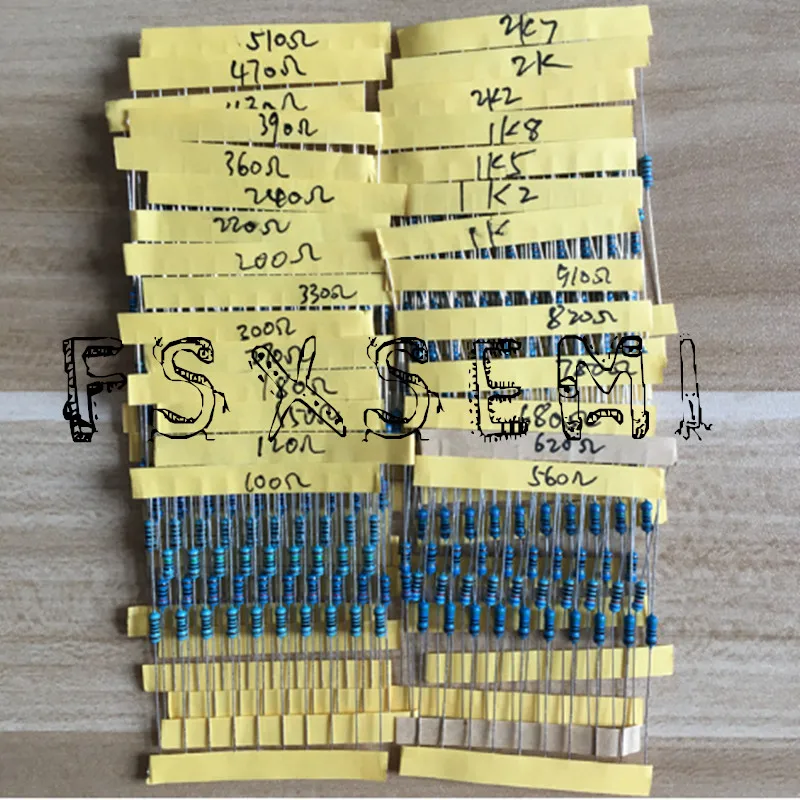 30values*10pcs=300pcs 1/4w Resistance 1% Metal Film Resistor Assortment Kit 10 -1M Ohm
30values*10pcs=300pcs 1/4w Resistance 1% Metal Film Resistor Assortment Kit 10 -1M Ohm
