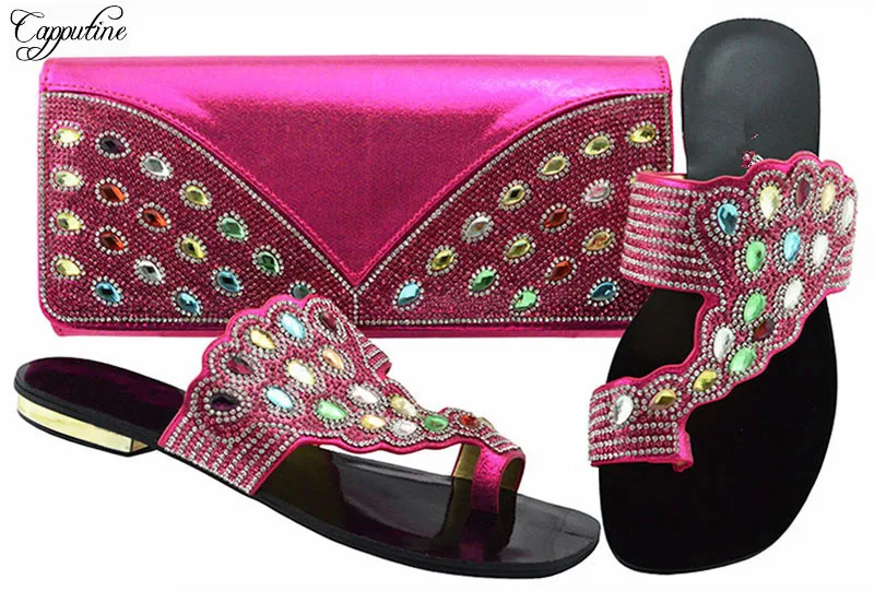 Latest fuchsia shoes and bags leisure design slippers and handbag JZC001 heel height 1.5cm
Latest fuchsia shoes and bags leisure design slippers and handbag JZC001 heel height 1.5cm