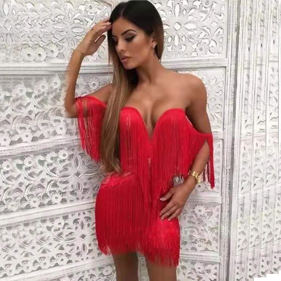 2019 Summer Women's Sleeveless Fringe Bandage Dress Bodycon Vestidos Sexy Off-Shoulder Mini Dress Club Celebrity Party Dress
2019 Summer Women's Sleeveless Fringe Bandage Dress Bodycon Vestidos Sexy Off-Shoulder Mini Dress Club Celebrity Party Dress