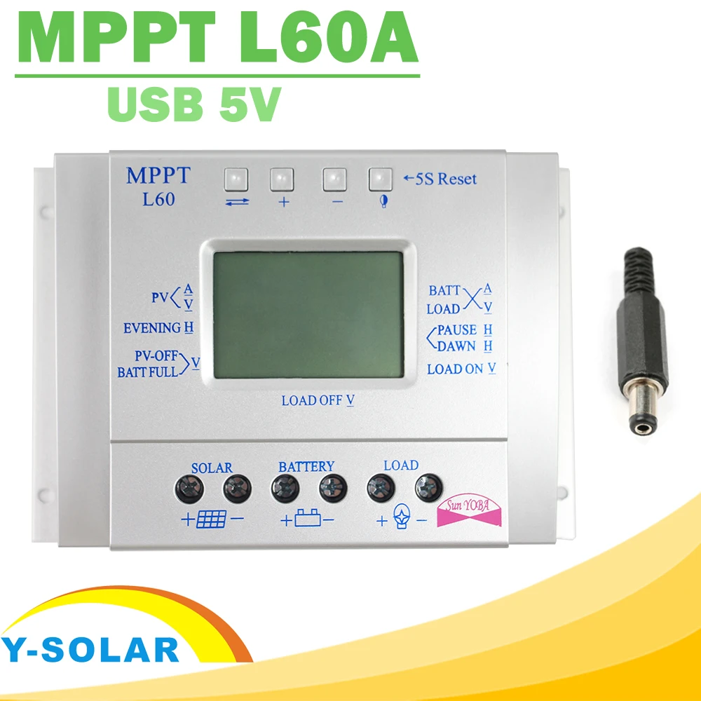 MPPT 60A Solar Charge Controller LCD Display Solar Regulator 12V 24V with Light and Timer Control Easy Settable for PV Y-SOLAR
MPPT 60A Solar Charge Controller LCD Display Solar Regulator 12V 24V with Light and Timer Control Easy Settable for PV Y-SOLAR