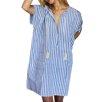 KLV 2019 summer dress Womens latest fashion платьеCasual Striped Short Sleeve Dress V Neck Mini Dress free shipping D4
KLV 2019 summer dress Womens latest fashion платьеCasual Striped Short Sleeve Dress V Neck Mini Dress free shipping D4