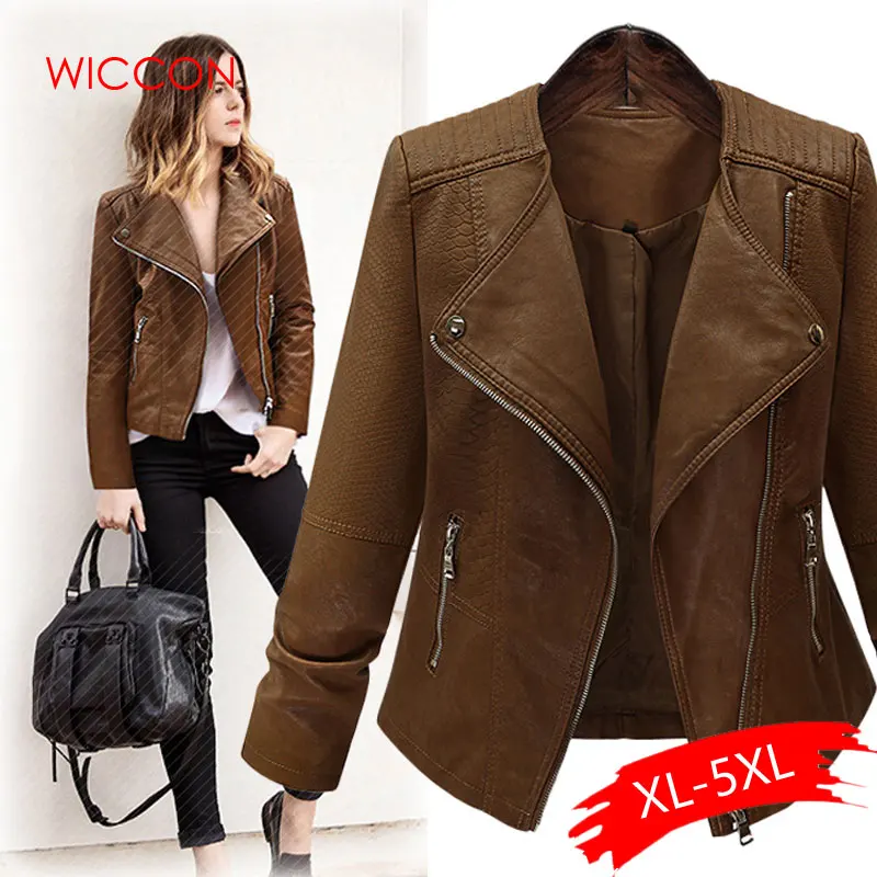 Plus Size Coffee Pu Leather Jacket Coat Short Motorcycle Jacket Zipper Pocket 4XL 5XL Classic Basic Winter Jackets Women Outwear
Plus Size Coffee Pu Leather Jacket Coat Short Motorcycle Jacket Zipper Pocket 4XL 5XL Classic Basic Winter Jackets Women Outwear