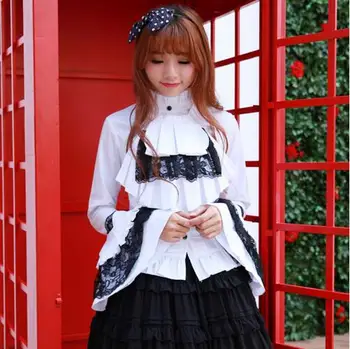 Long Flare Sleeve Vintage Style Women's White and Black Shirt/Blouse with Lace Embellishment
Long Flare Sleeve Vintage Style Women's White and Black Shirt/Blouse with Lace Embellishment