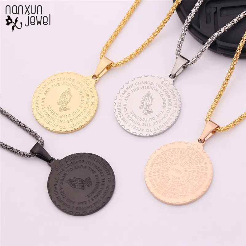 Hot Prayer Hands Pendants Necklace Long Chain Metal God Bless You Pendant Praying Jewelry Stainless Steel Men Jewelery Gifts
Hot Prayer Hands Pendants Necklace Long Chain Metal God Bless You Pendant Praying Jewelry Stainless Steel Men Jewelery Gifts