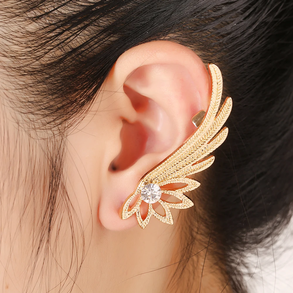 Fashion Crystal Ear Cuff Piercing Jewelry For Women Gift Wing Rhinestones Gold Silver Plated Earcuffs Clip Earring
Fashion Crystal Ear Cuff Piercing Jewelry For Women Gift Wing Rhinestones Gold Silver Plated Earcuffs Clip Earring