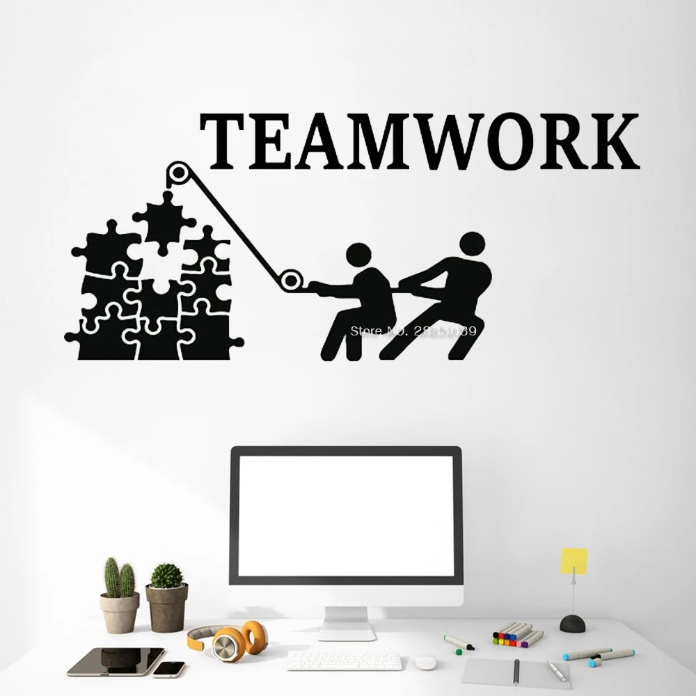 Teamwork Murals Wall Decal For Office Decor Team Work Idea Inspiration Vinyl Poster Sticker Removable Wandaufkleber LC1161 | Дом и сад