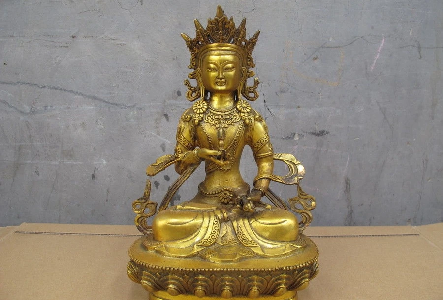 12" Tibet Tibetan Bronze Gilt Vajradhara Vajrasattva Guanyin Bodhisattva Statue a 0518
12" Tibet Tibetan Bronze Gilt Vajradhara Vajrasattva Guanyin Bodhisattva Statue a 0518