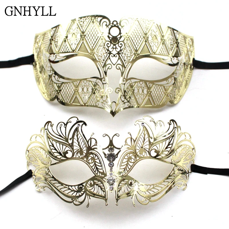 GNHYLL Couple Venetian Gold Metal Laser Cut Masquerade Prom Wedding Costume Party Mask Set Pair
GNHYLL Couple Venetian Gold Metal Laser Cut Masquerade Prom Wedding Costume Party Mask Set Pair