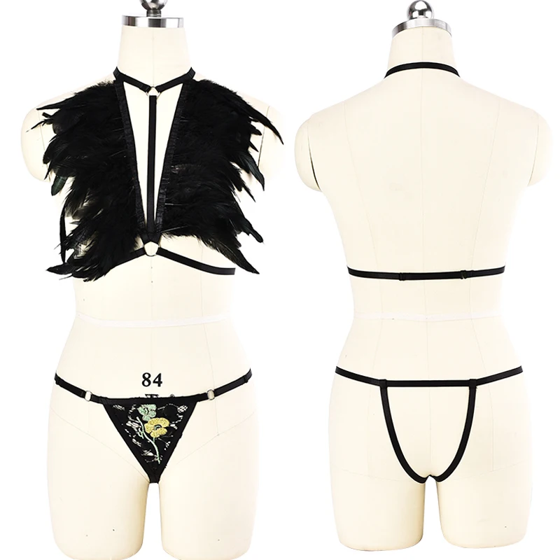 JLX.HARNESS Goth Feather Epaulettes Bondage Body Harness Set & Wear Mesh Transparent Harness Belt G-string Briefs Festival Rave
JLX.HARNESS Goth Feather Epaulettes Bondage Body Harness Set & Wear Mesh Transparent Harness Belt G-string Briefs Festival Rave