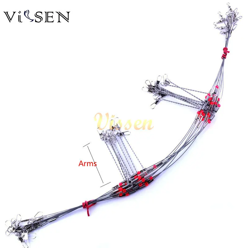 Vissen Trace Fishing Wire Stainless Steel Fishing Wire Leader Arms with Rigs Swivels Snap 1-5 Arm Fishing Tackle Tool 10 pcs/lot
Vissen Trace Fishing Wire Stainless Steel Fishing Wire Leader Arms with Rigs Swivels Snap 1-5 Arm Fishing Tackle Tool 10 pcs/lot