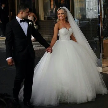

Fashion Beads Crystal White Ivory Wedding Dress for brides plus size formal sweetheart 2-16W/18W/20W/22W/24W/26W/28W
