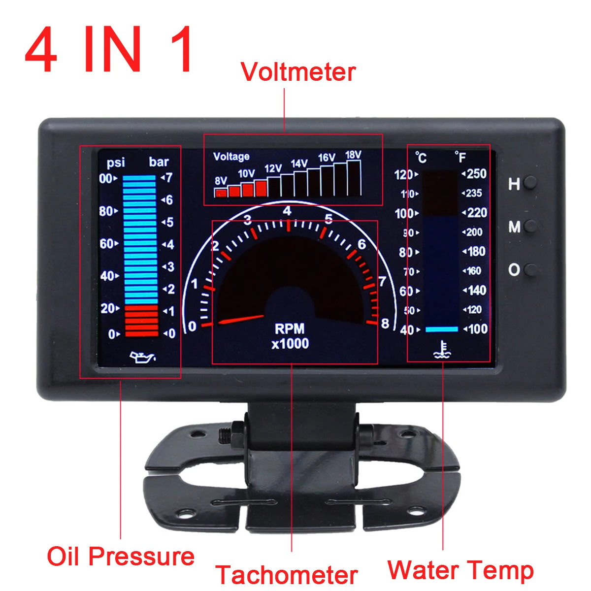 4 In 1 Anti-bump Digital Display Water Temperature Stable Oil Pressure Accessories Voltmeter Meter Car tachometer LCD Gauge rpm
4 In 1 Anti-bump Digital Display Water Temperature Stable Oil Pressure Accessories Voltmeter Meter Car tachometer LCD Gauge rpm