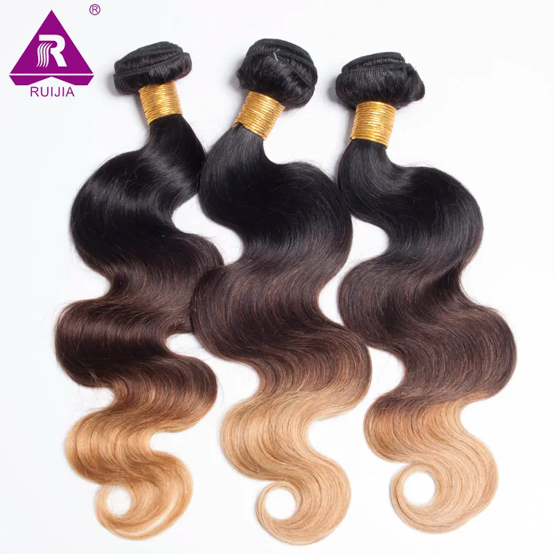 

8A Unprocessed Ombre Virgin Hair Brazilian Body Wave #1B/#4/#27 Brazilian Ombre Hair Weave 3 Bundles Ombre Human Hair Extensions