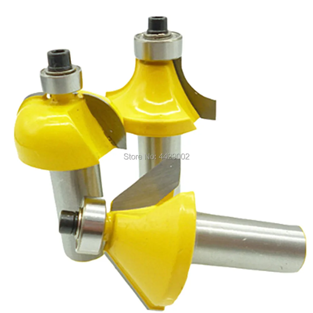 1/2" 3 Bit Edge Forming Router Bit Set 1/2" Shank 45 Degree Chamfer Roundover Cove Two Flute Carbide Cutters Wood Milling Cutter
1/2" 3 Bit Edge Forming Router Bit Set 1/2" Shank 45 Degree Chamfer Roundover Cove Two Flute Carbide Cutters Wood Milling Cutter