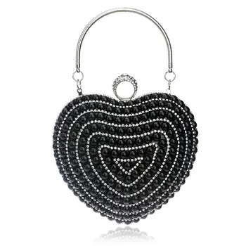 Woman Evening Bag 2018 Heart Shape Messenger Bags Black Pearl Beading Women Handbags Rhinestone Clutch Wallet pochette sac femme
Woman Evening Bag 2018 Heart Shape Messenger Bags Black Pearl Beading Women Handbags Rhinestone Clutch Wallet pochette sac femme