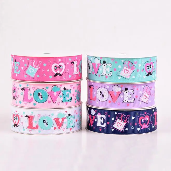 25mm Printed Grosgrain Ribbon With Romantic Love pattern Print for Valentine Day Flower Gift Packing Home Party Deco 10yds/lot
25mm Printed Grosgrain Ribbon With Romantic Love pattern Print for Valentine Day Flower Gift Packing Home Party Deco 10yds/lot