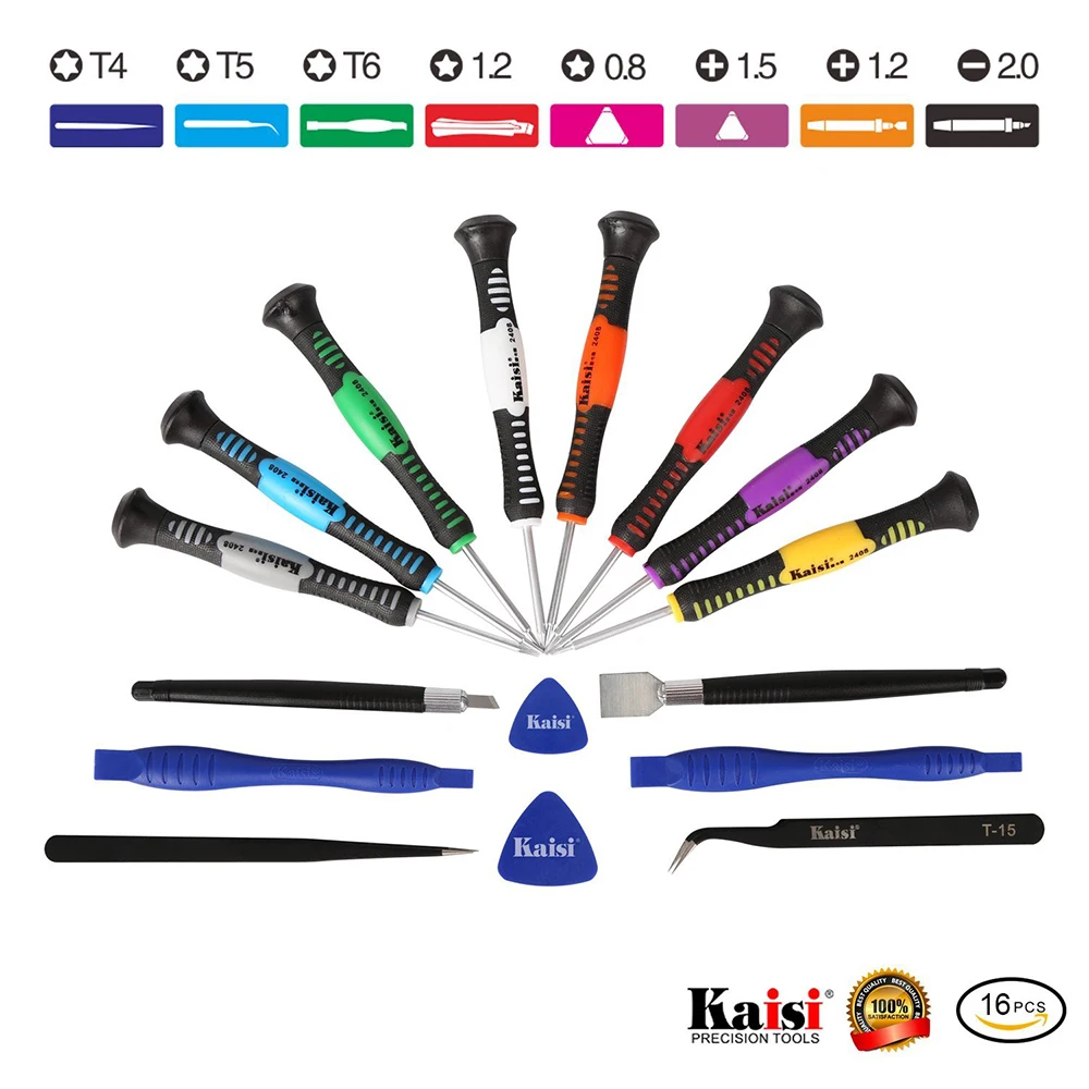 

Kaisi Precision 16 in 1 Screwdriver Set Mobile Phone Repair Opening Tools Screwdrivers Set Kit For iPhone Laptops Cellphone