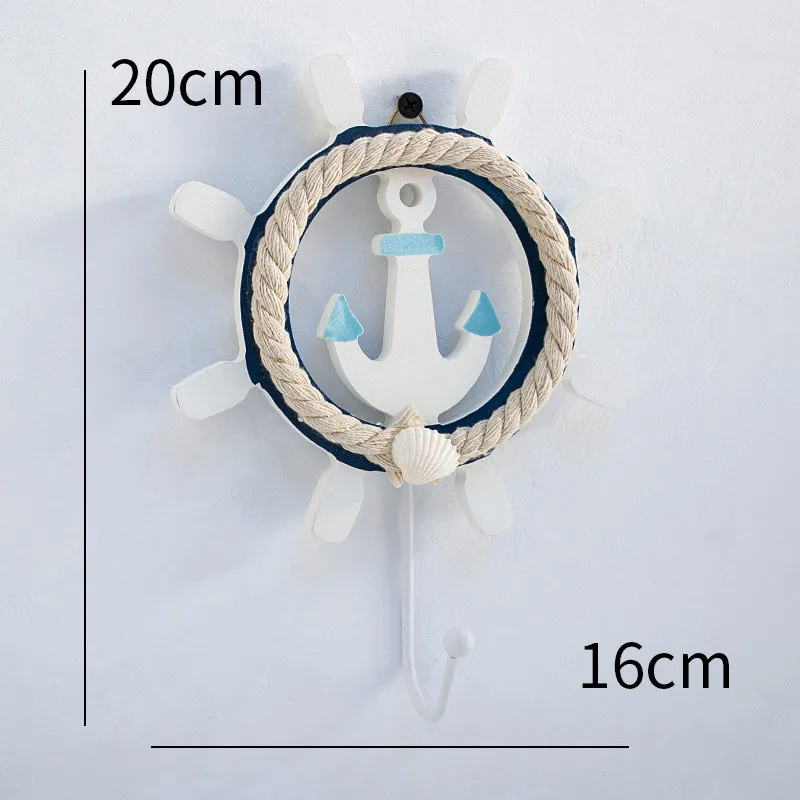 Waliicorners style coat hook blue and white old wooden hand-painted home decoration rudder hook wrought iron hook 11