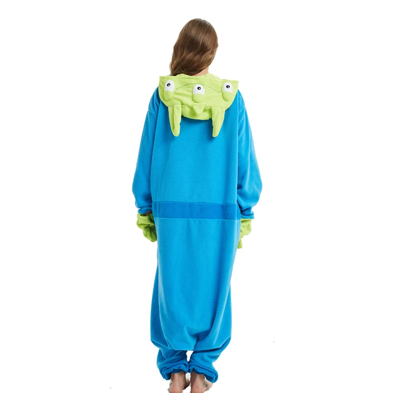Blue Alien Fleece Kigurumi Cosplay Adult Costume Little Green Man Cartoon Onesie Pajama Halloween Carnival Masquerade Party (5)