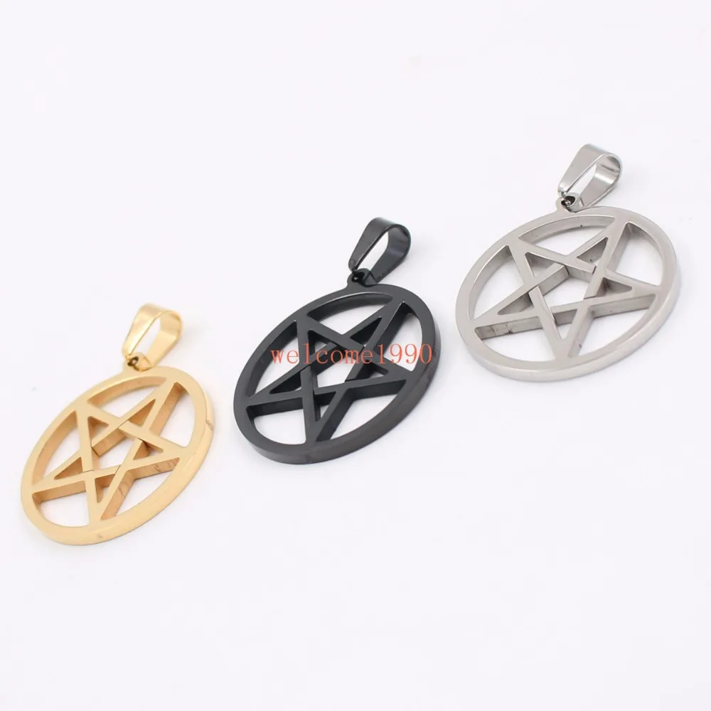

GNAYY 5pcs Lot in bulk Stainless Steel Pagan Wicca Inverted Star Pentagram charms Pendant silver/gold/black jewelry 30mm size