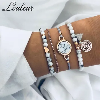 Louleur Bohemian Marble Stone Beads Bracelet Set For Women Natural Stone Tassel Pendant Chain Bangles Bracelets Femme Jewelry
Louleur Bohemian Marble Stone Beads Bracelet Set For Women Natural Stone Tassel Pendant Chain Bangles Bracelets Femme Jewelry