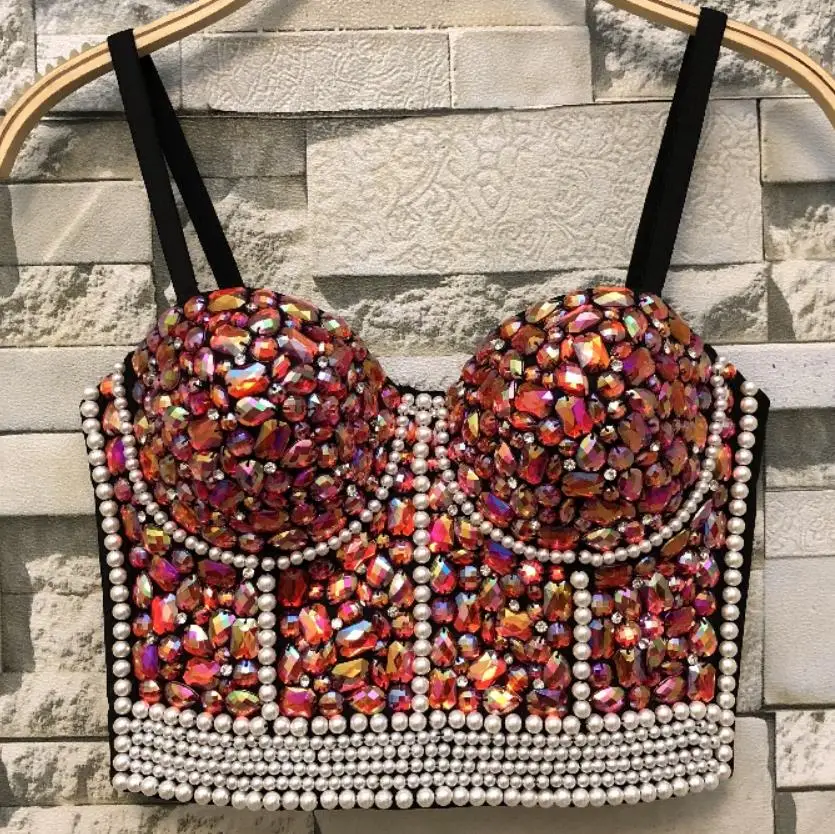 Gorgeous Rhinestone Bead Bustier Pearls Diamond Push Up Night Club Bralette Women's Bra Cropped Top Vest Plus Size
Gorgeous Rhinestone Bead Bustier Pearls Diamond Push Up Night Club Bralette Women's Bra Cropped Top Vest Plus Size