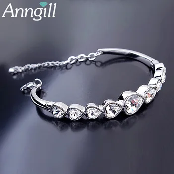 Promotion New Crystal From Swarovski Charm Heart Bangle Siliver Color Bracelets Bangles for Women Fashion Cuff Bracelets
Promotion New Crystal From Swarovski Charm Heart Bangle Siliver Color Bracelets Bangles for Women Fashion Cuff Bracelets