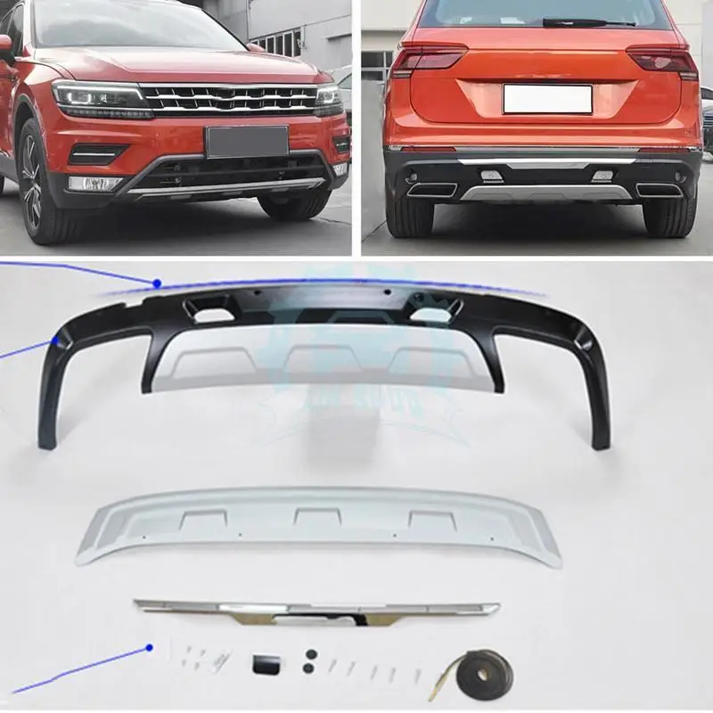 Спереди охранник доска и заднего бампера abs Материал для Volkswagen Tiguan L 2016-2018 |