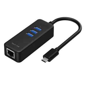 USB Type C Hub with RJ45, USB 3.1 Type C to 3 Ports USB 3.0 Hub with 10/100/1000 Gigabit Ethernet Adapter for Apple New MacBook
USB Type C Hub with RJ45, USB 3.1 Type C to 3 Ports USB 3.0 Hub with 10/100/1000 Gigabit Ethernet Adapter for Apple New MacBook