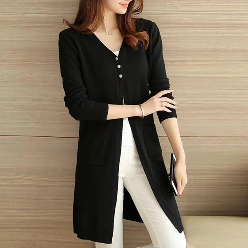 Long Cardigan Female 2019 Autumn Winter Women Long Sleeve Cardigan Sweater Knitted Cardigans For Women Sweater Black red khaki
Long Cardigan Female 2019 Autumn Winter Women Long Sleeve Cardigan Sweater Knitted Cardigans For Women Sweater Black red khaki