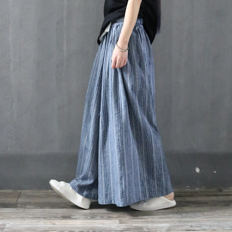 Fashion Long Crotch Wide Leg Vertical Color Stripes Women Cotton Linen Trousers, Summer Artistic Ladies Unique Loose Wide Pants
Fashion Long Crotch Wide Leg Vertical Color Stripes Women Cotton Linen Trousers, Summer Artistic Ladies Unique Loose Wide Pants