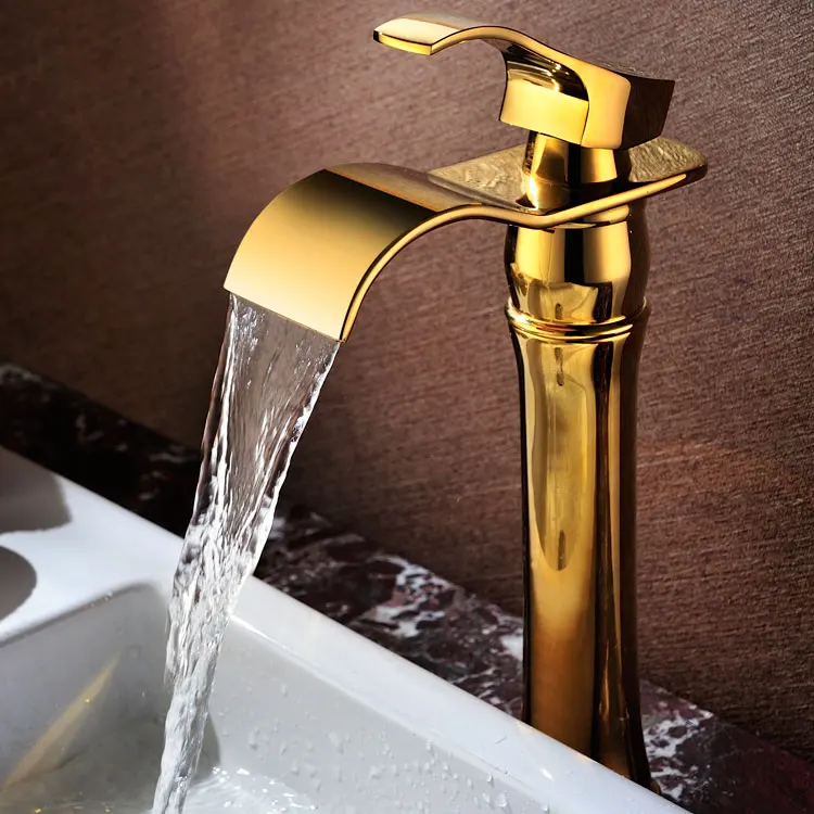 MAIDEER high style solid brass gold finished bathroom sink waterfall faucet golden basin Hot and cold water mixer tap faucet
MAIDEER high style solid brass gold finished bathroom sink waterfall faucet golden basin Hot and cold water mixer tap faucet