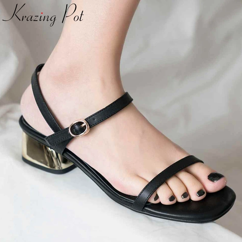 Krazing pot genuine leather peep toe metal med heels buckle straps streetwear high quality concise gorgeous vacation sandals L67
Krazing pot genuine leather peep toe metal med heels buckle straps streetwear high quality concise gorgeous vacation sandals L67