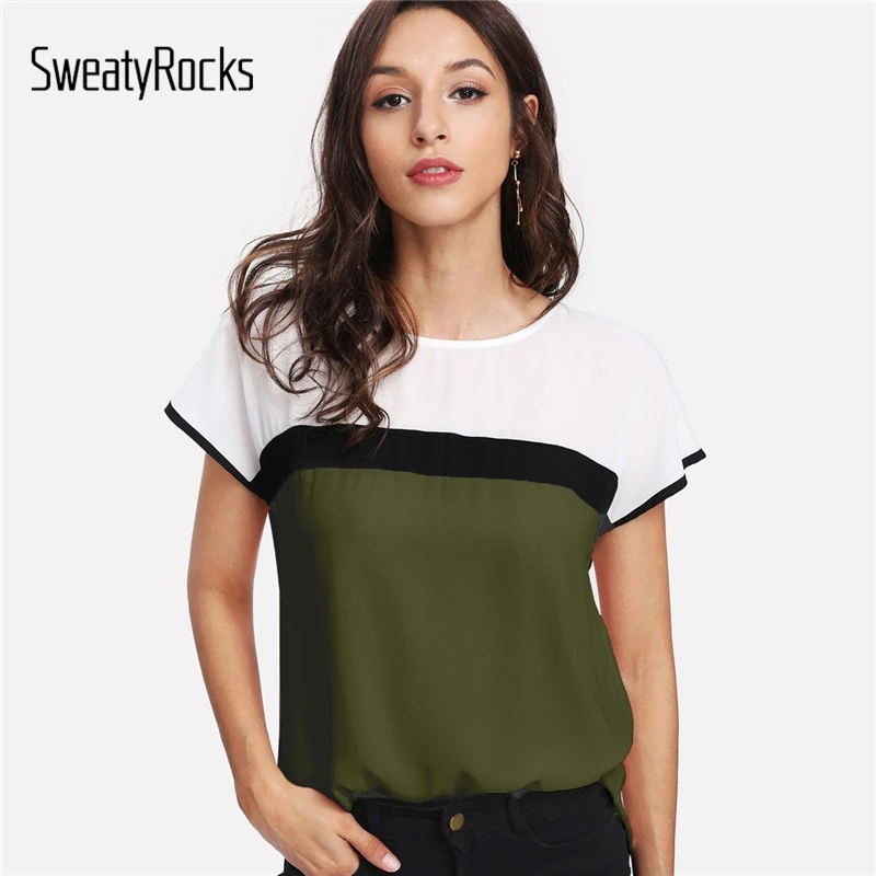 SweatyRocks Keyhole Back Color-block T-shirts Streetwear Short Sleeve Tops 2019 Fashion Summer Casual O-Neck Women Tees
SweatyRocks Keyhole Back Color-block T-shirts Streetwear Short Sleeve Tops 2019 Fashion Summer Casual O-Neck Women Tees