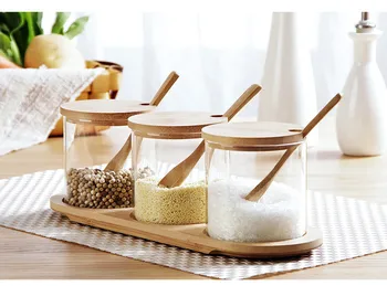 3pcs/lot Glass Seasoning Tank Box Sugar Cans Seasoning Jar Multi-Purpose Spice Container Box With Bamboo Spoon & Rack JO 1063
3pcs/lot Glass Seasoning Tank Box Sugar Cans Seasoning Jar Multi-Purpose Spice Container Box With Bamboo Spoon & Rack JO 1063