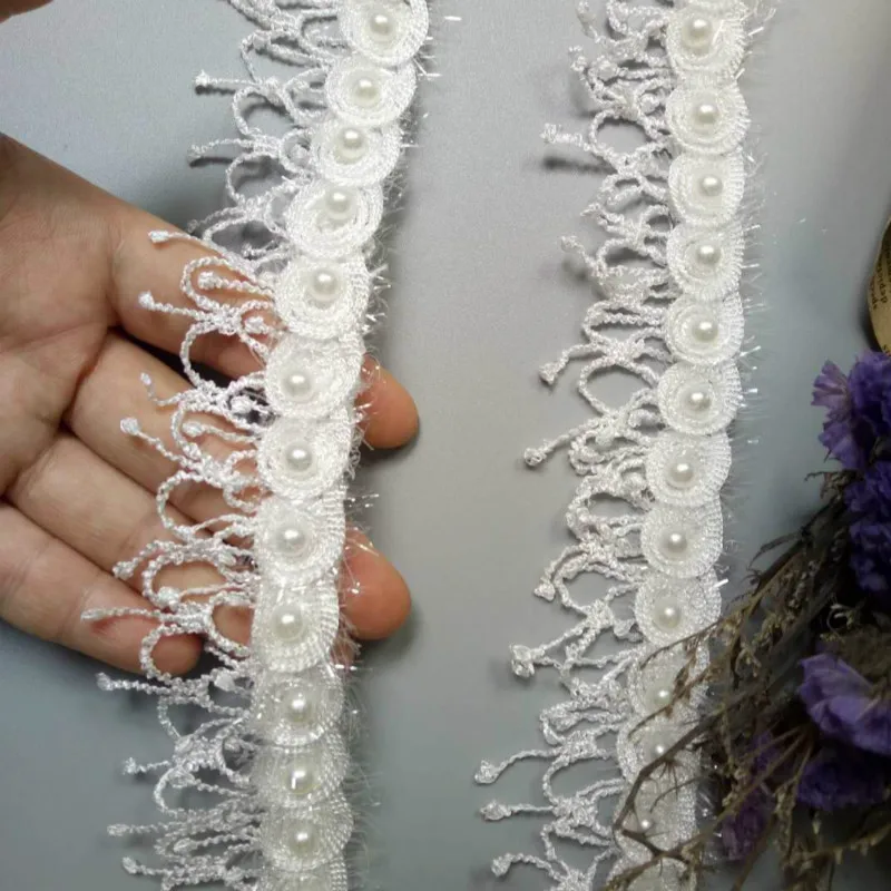 1 Yard White Pearl Tassel Plum Flowers Pearl Lace Edge Trimmings Ribbons Beaded Lace Fabric Embroidered Sewing For Wedding Dress
1 Yard White Pearl Tassel Plum Flowers Pearl Lace Edge Trimmings Ribbons Beaded Lace Fabric Embroidered Sewing For Wedding Dress