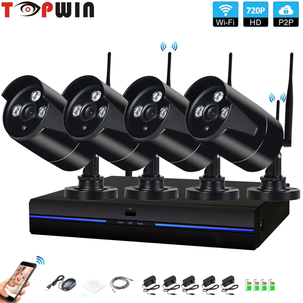 4CH CCTV System Wireless 720P NVR 4PCS 1.0MP Black color Outdoor indoor P2P Wifi IP CCTV Security Camera System Surveillance Kit
4CH CCTV System Wireless 720P NVR 4PCS 1.0MP Black color Outdoor indoor P2P Wifi IP CCTV Security Camera System Surveillance Kit