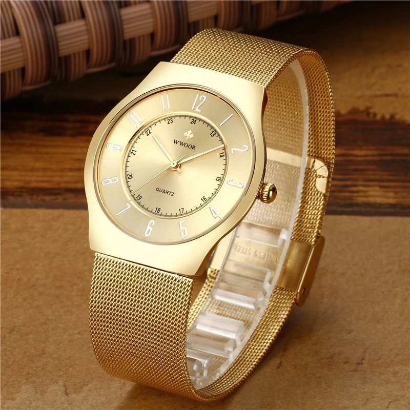 Ultra-thin Brand Watch WWOOR Men's Waterproof Quartz Watch New Net Belt Luxury Simple Clock Men's Dress Golden Wristwatch
Ultra-thin Brand Watch WWOOR Men's Waterproof Quartz Watch New Net Belt Luxury Simple Clock Men's Dress Golden Wristwatch