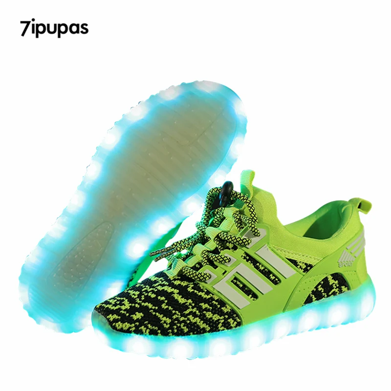 Image 7ipupas New Trend children Led sneakers with usb Breathable luminous sneaker Canvas shoes girls boys Kids Green Glowing Led shoe