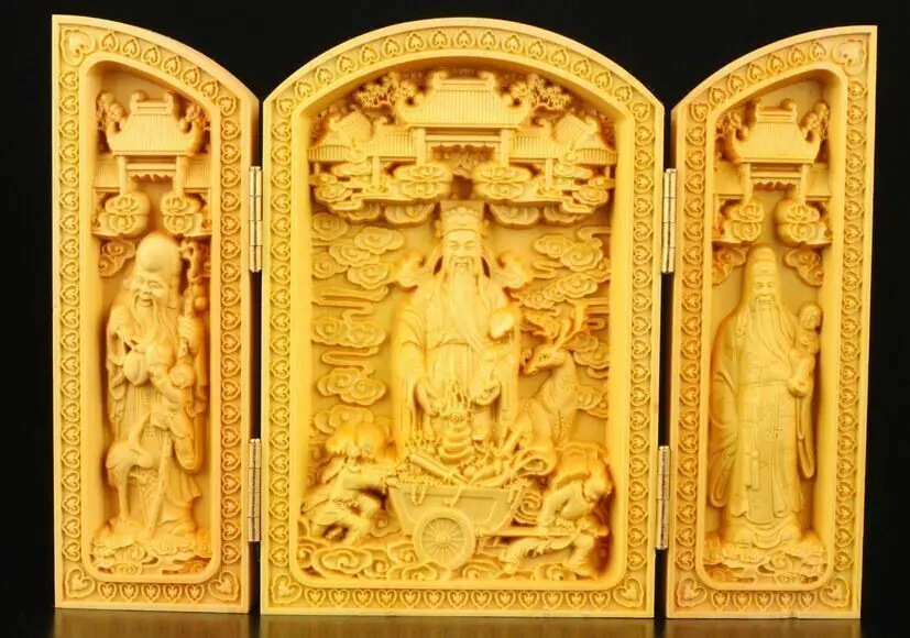 Collection Chinese Boxwood Spiritual Fu Lu Shou Statue wooden Box wood crafts, gift family decorations
Collection Chinese Boxwood Spiritual Fu Lu Shou Statue wooden Box wood crafts, gift family decorations