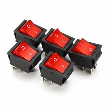 

5Pcs Plastic Red Illuminated Light Rocker Switch with 4 Pin ON/OFF 2 Position 16A/250V 20A/125V KCD4-201 For Electric Equipement