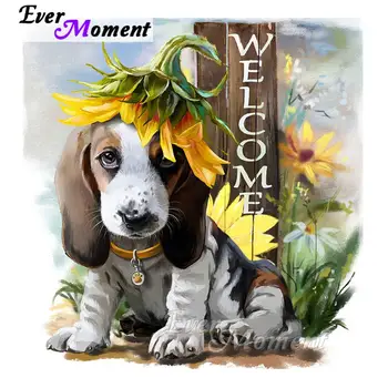 

Ever Moment Diamond Painting Dog Welcome Animal Cute Handmade Diamond Embroidery Rhinestone Picture Mosaic Cross Stitch S2F158