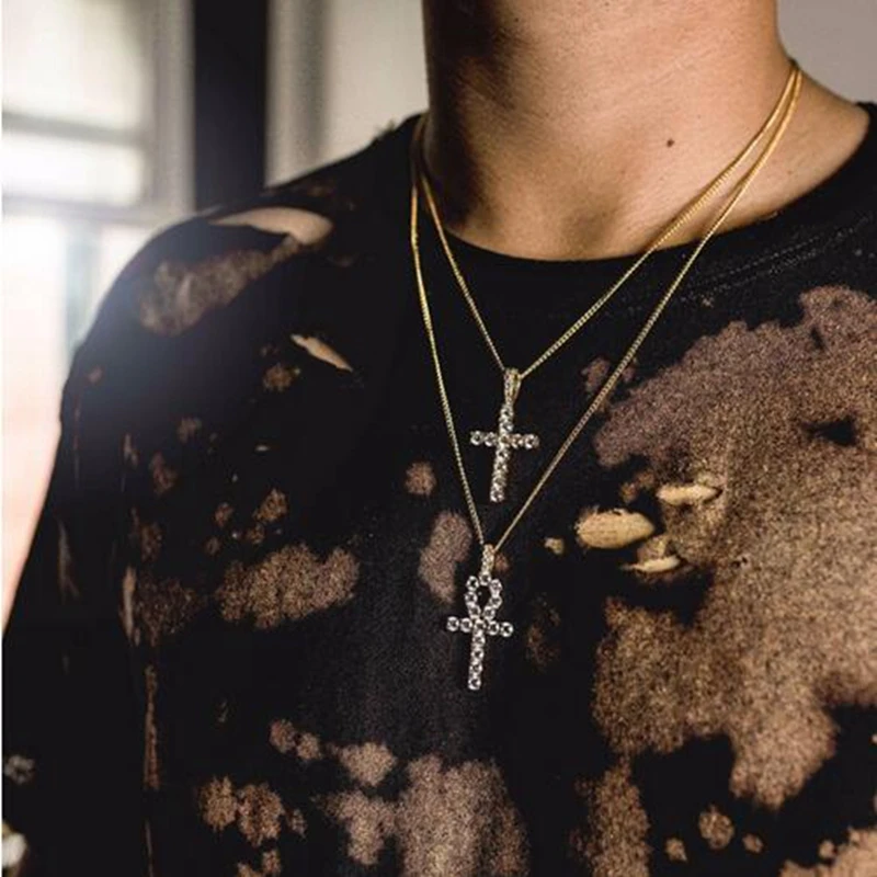 2019 Men fashion hip pop necklace iced Zircon Ankh Cross Pendant Chain 5R Rope Gold Silver Bling CZ Key Punk Male Homme Jewelry
2019 Men fashion hip pop necklace iced Zircon Ankh Cross Pendant Chain 5R Rope Gold Silver Bling CZ Key Punk Male Homme Jewelry