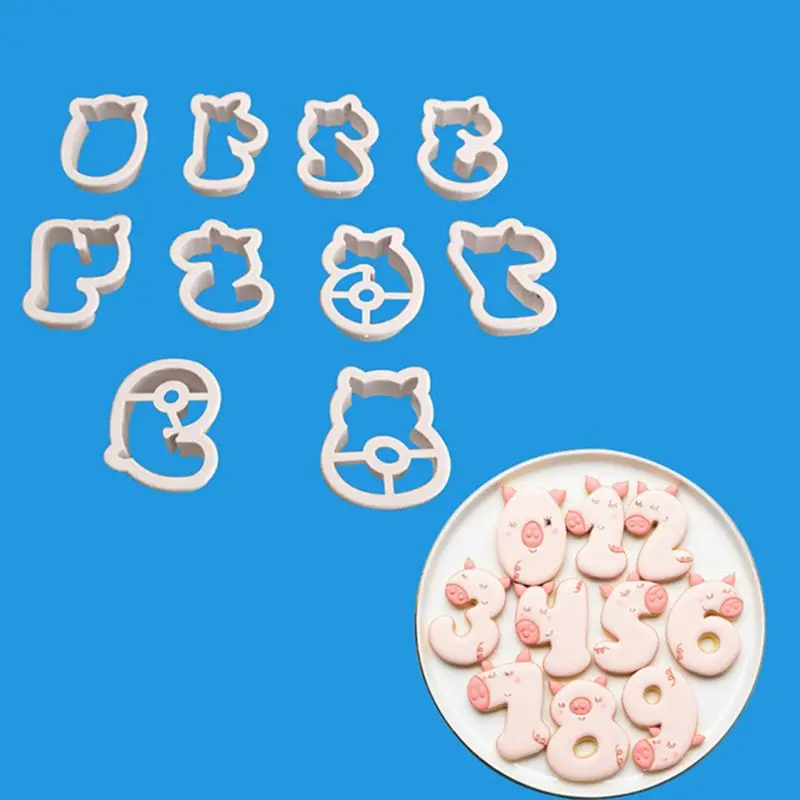 New 10pcs/set Pig 0-9 Numbers Cookies Biscuit Cutter Fondant Mould Cake Topper Sugarcraft Mold DIY Baking Tools
New 10pcs/set Pig 0-9 Numbers Cookies Biscuit Cutter Fondant Mould Cake Topper Sugarcraft Mold DIY Baking Tools