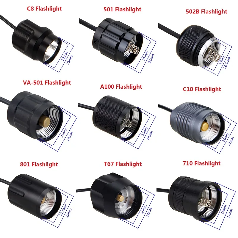 

9 Model Pressure Switch Controller for C8/501/502B/VA-501/A100/C10/801/T67/710 Flashlight Torch Light Rat Tail Switch