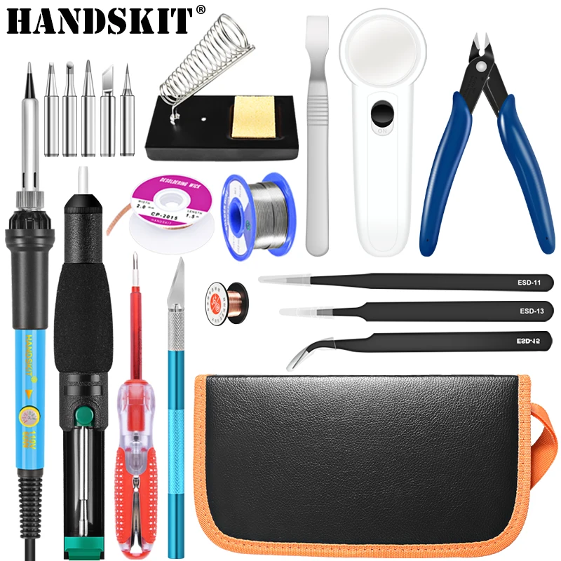 Handskit Soldering Iron kit 60W 110V 220V Electric Soldering Iron +Adjustable Temperature Welding Tool Digital Soldering Iron
Handskit Soldering Iron kit 60W 110V 220V Electric Soldering Iron +Adjustable Temperature Welding Tool Digital Soldering Iron