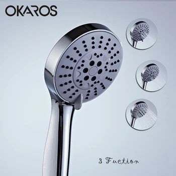 OKAROS Chrome Finished Pressurized Water Saving Shower Head ABS 3 Function Bathroom Hand Shower Water Booster Showerhead
OKAROS Chrome Finished Pressurized Water Saving Shower Head ABS 3 Function Bathroom Hand Shower Water Booster Showerhead